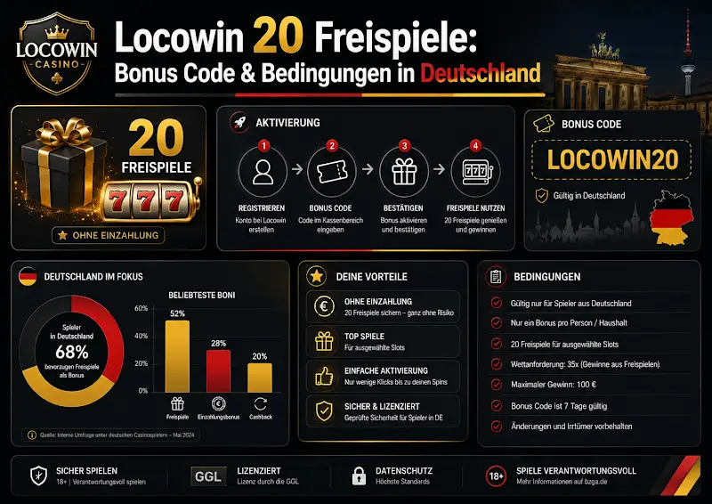 Locowin 20 Freispiele: Bonus Code & Bedingungen in Deutschland