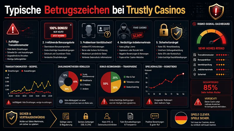 Typische Betrugszeichen bei Trustly Casinos